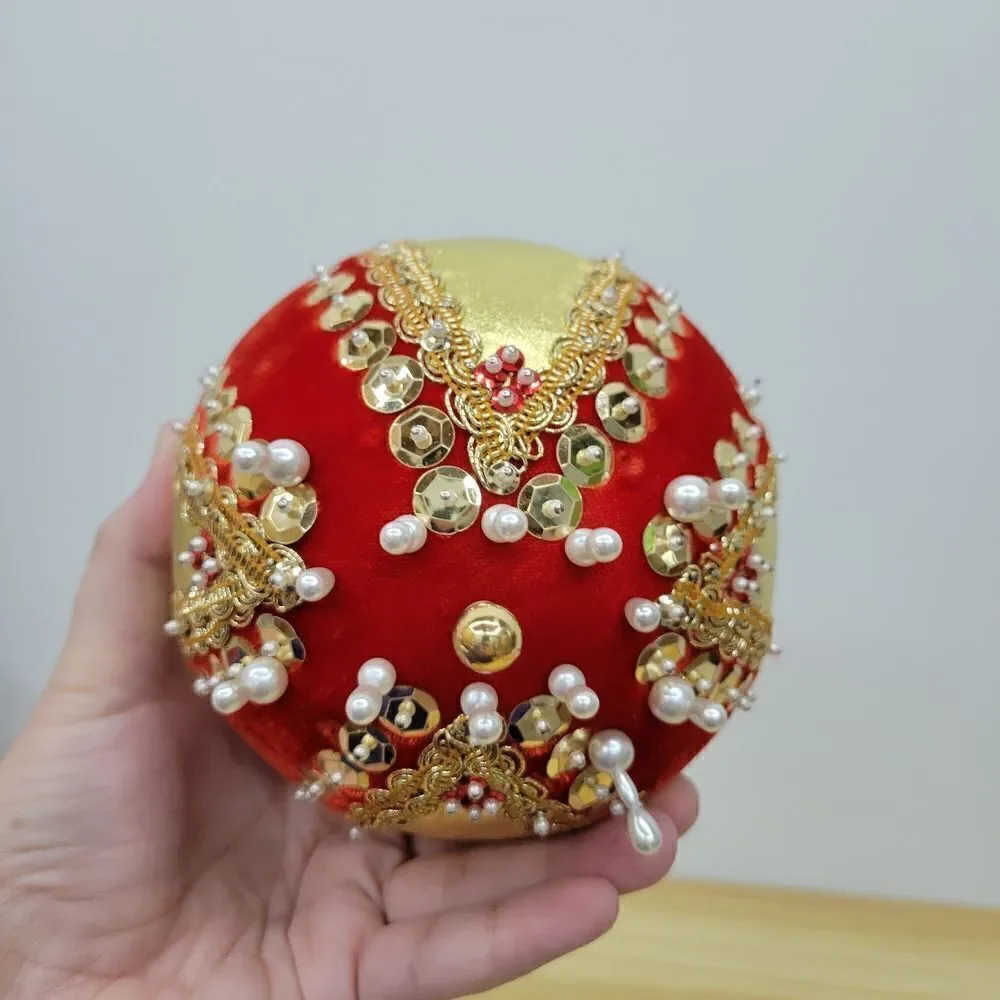 Elegant Vintage Red and Gold Pusg Pin Beaded Sequin MCM Extra Large Ornament